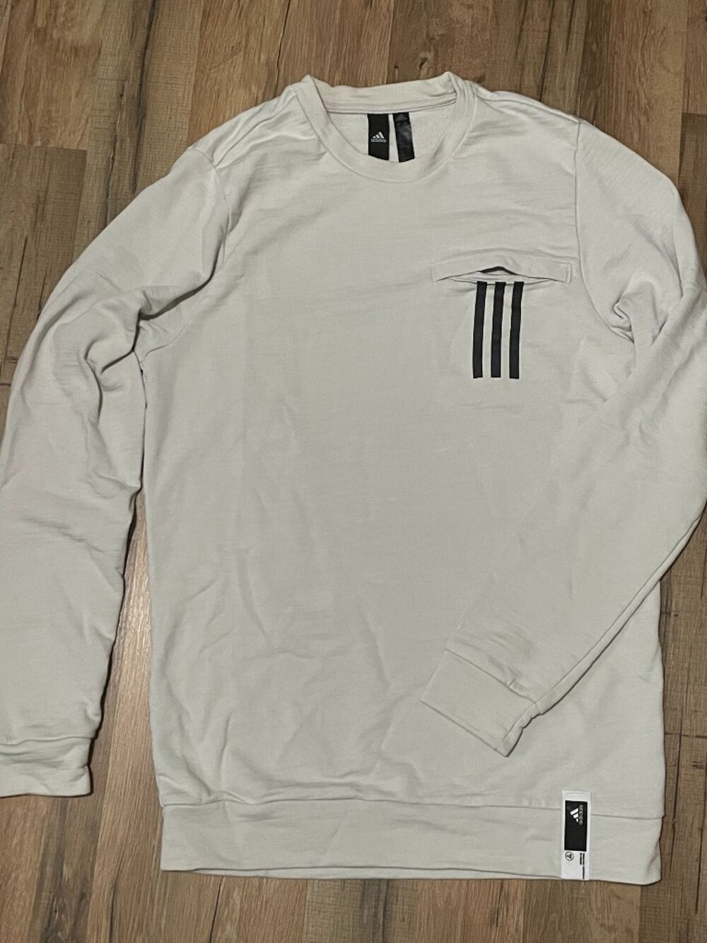 Adidas Men’s Loose Fit French Terry Zip Pocket 3-Stripes Sweatshirt, Sz S